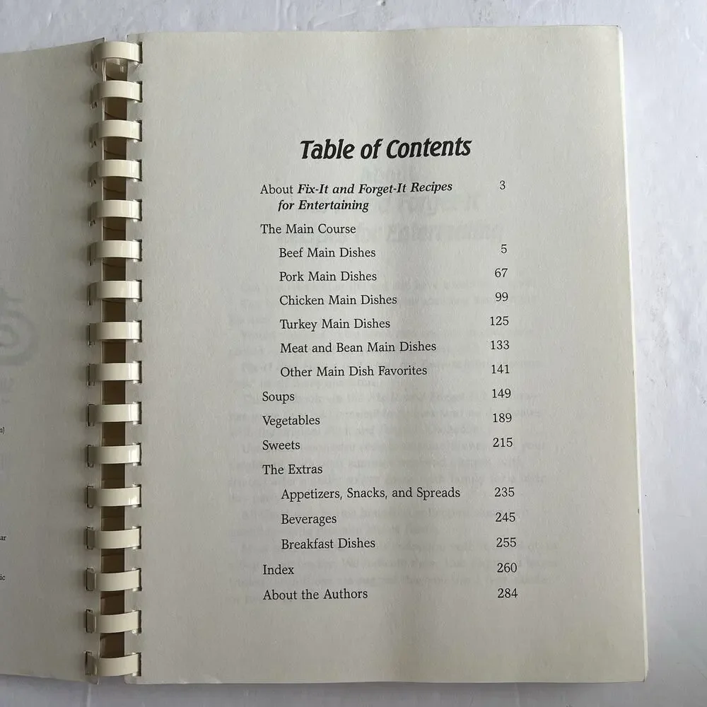 Fix It and Forget It Recipes for Entertaining Slow Cooker Favorites Cookbook Vtg